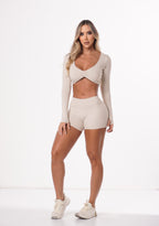 Set top manga larga, short
